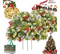 Pre-Cama Artificial Christmas Tree Urn Filler, 2025 New Prelitplanter Bushes Christmas with Tripod Stake,Battery Powered Xmas Pine Tree Pot Fillers for Yard, Garden, Flower Beds (2, F)