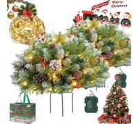 Pre-Cama Artificial Christmas Tree Urn Filler, 2025 New Prelitplanter Bushes Christmas with Tripod Stake,Battery Powered Xmas Pine Tree Pot Fillers for Yard, Garden, Flower Beds (2, G)
