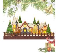 Pre-cama Christmass Supplies Figuras Display Desktop Decor - Christmas Village With Lighting Set | Wooden Winter Scene LED Christmass Houses For Desktop, DIY Assembly Kit, Wooden Christmas Scene