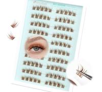Pre Glued Eyelashes Brown Extensiones Pestañas Individuales Cluster C Curl Pestañas Postizas Naturales 7-12mm Volume Stick On DIY at Home Lightweight And Comfortable by Obeyalash(Brown)
