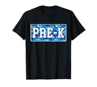 Pre-K Blue Camouflage Plaid Hello Pre-K Regreso a la Escuela Camiseta gráfica económica