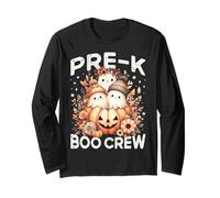 Pre K Boo Crew Halloween Floral Fantasma Calabaza Profesora Mujer Manga Larga