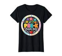 Pre-K Dream Team Floral Teacher Back to School Camiseta gráfica económica, Mujer, Negro, L
