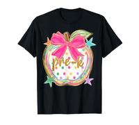 Pre-K Girls Apple Preppy Bow Stars Primer Día Escuela Camiseta