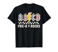 Pre-K Rocks Maestros Volver a la Escuela ABCD Rock Estudiantes Camiseta
