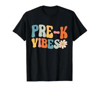 Pre-K Vibes Cute Retro Back to School - Niños, niñas, niños Camiseta gráfica económica, Hombre, Negro, L