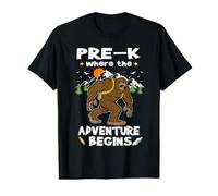 Pre-K Where The Adventure Begins Back To School Bigfoot Camiseta gráfica económica
