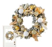 Pre-Lit Christmas Wreath - 11.8inch Garland Decor, Festive Lighted Christmas Garland Wreath for Front Door, Home Wall, Mantle, and Kitchen | Holiday Decoration for Indoor and Outdoor Winter Displays
