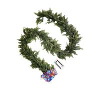 Pre Lit Garland - Christmas Decoration for Stairs Mantel Porch | PVC Material with Remote Lights, 8.8ft Artificial Garland, Indoor, Outdoor, Front Door, Fireplace, Garden, Yard