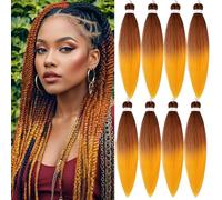 Pre-stretched Braiding Hair Professional Easy Crochet Braid Hair 26 Inch 8 Packs Hot Water Setting Soft Synthetic Braiding Hair Extension for Twist Senegalese Crochet Hair (26 inch, Ginger Orange)