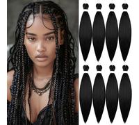 Pre-stretched Braiding Hair Professional Easy Crochet Braid Hair 26 Inch 8 Packs Hot Water Setting Soft Synthetic Braiding Hair Extension for Twist Senegalese Crochet Hair (26 inch, 1B)