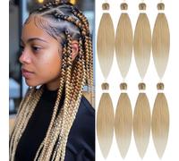 Pre-stretched Braiding Hair Professional Easy Crochet Braid Hair 26 Inch 8 Packs Hot Water Setting Soft Synthetic Braiding Hair Extension for Twist Senegalese Crochet Hair (26 inch, 27/613)