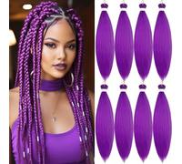 Pre-stretched Braiding Hair Professional Easy Crochet Braid Hair 26 Inch 8 Packs Hot Water Setting Soft Synthetic Braiding Hair(26 inch light purple)