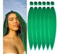Pre-Stretched Braiding Hair ShowJarlly Paquete de 6 Extensiones de Cabello Africano Trenzas Pelo Postizo Para Trenzas 30" Yaki Texture Pelo Sintético Crochet Extensión Cabello Green#