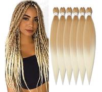 Pre-Stretched Braiding Hair ShowJarlly Paquete de 6 Extensiones de Cabello Africano Trenzas Pelo Postizo Para Trenzas 30" Yaki Texture Pelo Sintético Crochet Extensión Cabello 27/613#