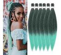 Pre-Stretched Braiding Hair ShowJarlly Paquete de 6 Extensiones de Cabello Africano Trenzas Pelo Postizo Para Trenzas 30 Pulgadas Yaki Texture Crochet Extensión Cabello 1B/Mint#