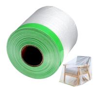 Pre-Taped Paint Masking Film Roll | Polyethylene Protective Covering For Spray Painting & Protection | Easy Apply Paint Shield For Automotive Refinishing, Furniture Projects & Wall Renovation