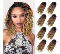 Pre-twisted Passion Twist Crochet Hair 10 Inch 8 Packs Crochet Passion Twist Pre Looped Short Ombre Passion Twist Hair Crochet Twist Braids