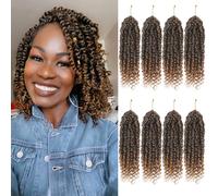 Pre-twisted Passion Twist Crochet Hair 10 Inch 8 Packs Crochet Passion Twists Hair Pre Looped Short Passion Twist Hair Ombre Crochet Braids