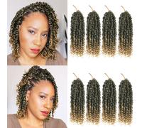 Pre-twisted Passion Twist Crochet Hair 10 Inch 8 Packs Crochet Passion Twists Pre Looped Ombre Blonde Short Passion Twist Hair Crochet Brai