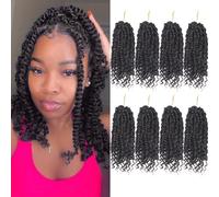 Pre-twisted Passion Twist Crochet Hair 10 Inch 8 Packs Crochet Passion Twists Pre Looped Short Passion Twist Hair Crochet Braids Bohemian C