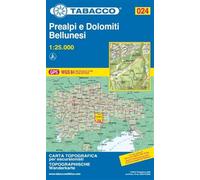 Prealpi e Dolomiti Bellunesi. Carta topografica in scala 1:25.000, antistrappo, impermeabile, fotodegradabile. Ediz. multilingue: Tabacco Wanderkarte 1:25000: 024