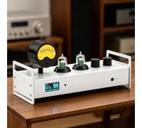 Preamplificador de audio de 2 canales, preamplificador de alta fidelidad con válvulas, con mando a distancia, pantalla OLED, 6 entradas + 4 salidas, con medidor VU, salida óptica, salida coaxial, mand