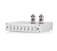 Preamplificador de ecualizador de 7 bandas, preamplificador de válvulas con ajuste de frecuencias medias y bajas (50 Hz-16 KHz), salidas y entradas RCA/XLR balanceadas(Silver)