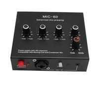 Preampt de Micrófono, Mic Gead Booster 60 DB Alta Ganancia para el Micrófono de Condensador Dinámico (Enchufe de la UE)