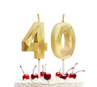 Prebarfun 3D Velas de Cumpleaños, Vela Número 40, Velas Cumpleaños, Velas Doradas, Velas Cumpleaños Divertidas, Vela de Cumpleaños para Pasteles para Cumpleaños, Aniversario,Fiesta decoraciones tartas