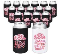 Preboun 16 piezas de regalos de despedida de soltera Let's Go Girl mangas de cerveza Man I Feel Like a Bride Slim Can Sleeve aislado de neopreno para bebidas para vaquero, despedida de soltera, fiesta