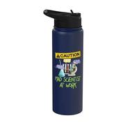 PRECAUCIÓN Científico loco en el trabajo - Científico científico divertido Stainless Steel Insulated Water Bottle
