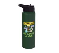 PRECAUCIÓN Científico loco en el trabajo - Científico científico divertido Stainless Steel Insulated Water Bottle