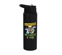PRECAUCIÓN Científico loco en el trabajo - Científico científico divertido Stainless Steel Insulated Water Bottle