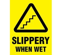 Precaución: Escaleras Resbaladizas Cuando Están Mojadas Señal De Advertencia Metal Cartel Cartel Placa De Pintura Letrero De Estaño Para Jardín Interior 20X30cm