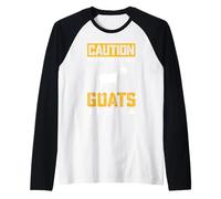 Precaución Esta Persona Puede Hablar de Cabras en Cualquier Momento Camiseta Manga Raglan