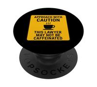 Precaución Este Abogado Puede No Ser Caffeinated Café Amante Diversión PopSockets PopGrip Adhesivo