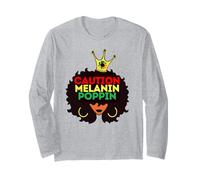 Precaución Melanina Poppin Negro Mujeres Sista Brown Skin Girls Manga Larga
