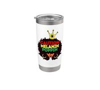 Precaución Melanina Poppin Negro Mujeres Sista Brown Skin Girls Vaso térmico de acero inoxidable de doble pared