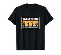 Precaución No se Requiere Hablar Cool Finger Ortografía ASL Profesor Camiseta