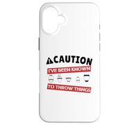 PRECAUCIÓN Que HE Sido SABIDO para Lanzar Cosas Cerámica Meme Carcasa para iPhone 16 Plus