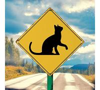 Precaution Cat Xing Vintage Metal Wall Decor Cat Crossing Metal Sign Art Wall Art Cat Animal Lover Funny Men Cave Signs precaution Road Sign for Outdoor Living Room Road Porch 12 x 12 pulgadas
