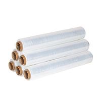 Precifilm Film Transparente para Embalar - 50cm de Ancho, 23 Micras de Grosor - Film Plastico Elastico de Alta Calidad con Núcleo Fino - Rollo Film Embalaje para Proteger Paquetes, Paquete de 6 Rollos