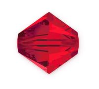 Preciosa - 100 cuentas pequeñas sueltas de cristal bicónico facetado de 4 mm, color rojo siam claro, compatibles con cristales de Swarovski Pre-B406