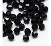 Preciosa 40 cuentas de cristal de Bohemia, 4 mm, doble cono, cuentas checas, de cristal, bicone, color negro
