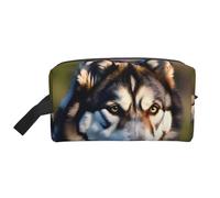 Preciosa bolsa de cosméticos de gran capacidad con estampado Husky para mujeres, neceser de viaje para hombres, neceser de viaje, White, Talla única