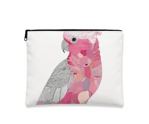 Preciosa bolsa de maquillaje de galá de melocotón, bolsa de viaje artística inspirada en loros para mujeres, organizador compacto de lona con cremallera, perfecto para uso diario, ideal para regalos