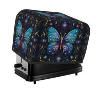 Preciosa cubierta para tostadora de 2 rebanadas con estampado de mariposa azul, a prueba de polvo, resistente al aceite, protege pequeños electrodomésticos de cocina