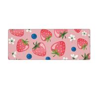 Preciosa Fresa Rosa,Alfombrilla de ratón Grande para Escritorio, Teclado de Ordenador, Base de Goma Antideslizante, 30 x 80 cm
