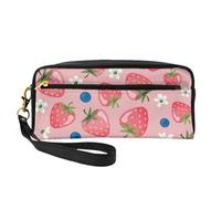 Preciosa Fresa Rosa, Bolsa de Maquillaje Bolsa de cosméticos Bolsa de Aseo de Viaje portátil Estuche de Cuero para Mujeres y niñas